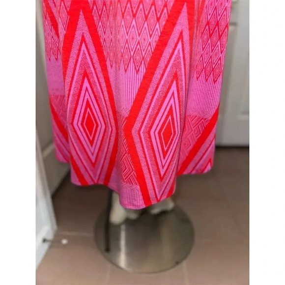 Xhilaration Women's XS Strapless High-Low Summer Dress Pink/Red Geometric - Picture 5 of 16